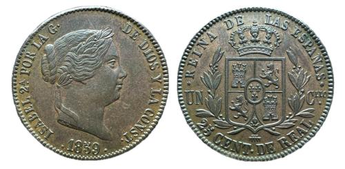 430   -  Isabel II (1833-1868). 25 céntimos de real. 1859. Segovia. (Cal-192).