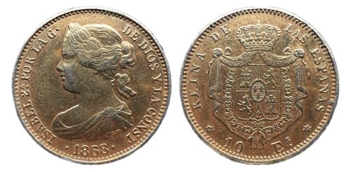 437   -  Isabel II (1833-1868). 10 escudos. 1868*18-68. Madrid. (Barrera-913).