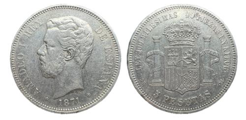 442 - Centenario de la Peseta (1868-1931). Amadeo I (1871-1873). 5 pesetas.