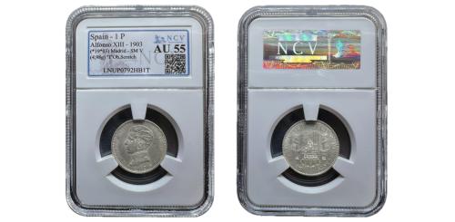454 - Alfonso XIII (1886-1931). 1 peseta. 1903*19-03. Madrid. SMV. (Cal-67).