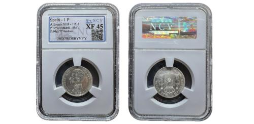 457 - Alfonso XIII (1886-1931). 1 peseta. 1903*19-03. Madrid. SMV. (Cal-67).