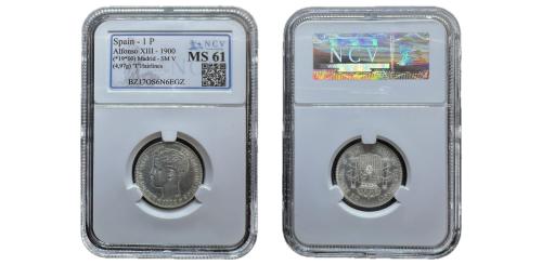 463 - Centenario de la Peseta (1868-1931). Alfonso XIII (1886-1931). 1 peseta. 1900*19-00. Madrid. SMV. (Cal-59).