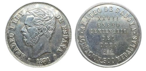 470 - Amadeo I (1871-1873). 5 pesetas. 1871. Ag. 24,82 g. Ejemplar 354 de una acuñación de 500