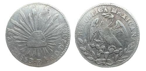 475   -  Mexico. 2 reales. 1853. Guanajuato. PF. (Km-374).