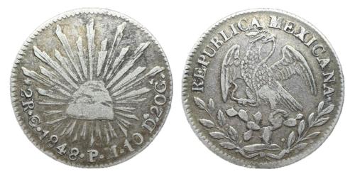 476   -  Mexico. 2 reales. 1848. Guanajuato. PM. (Km-374).