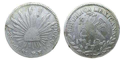 479   -  Mexico. 2 reales. 1851. Guanajuato. PF. (Km-374)
