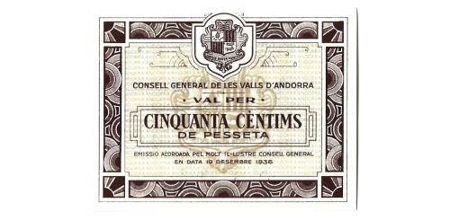 499   -  Andorra. 1936. 50 céntimos. (Ed. 1) (T. 12b) (Pick 5).
