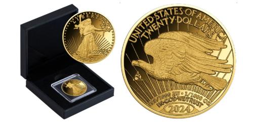 504   -  Lingote oro de 1/1000 oz de oro puro. 16mm. 2024. Doubke Eagle