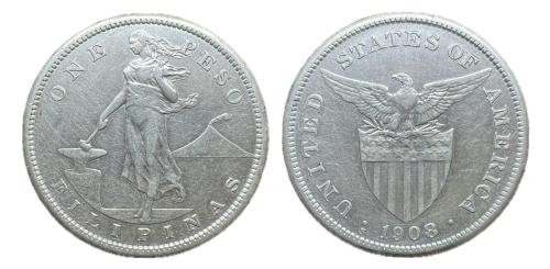 517   -  Filipinas. 1 peso. 1908. San Francisco. S. (Km-172)