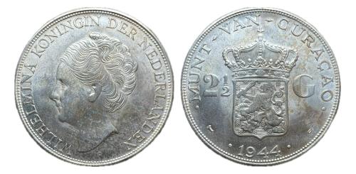 527   -  Curacao. Wilhelmina I. 2 1/2 gulden. 1944. (Km-46)