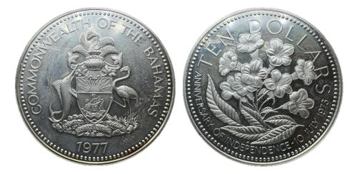 529   -  Bahamas. Reina Isabel II (1966 - 2024). 10 dollars. 1977. FM. (Km-76a)