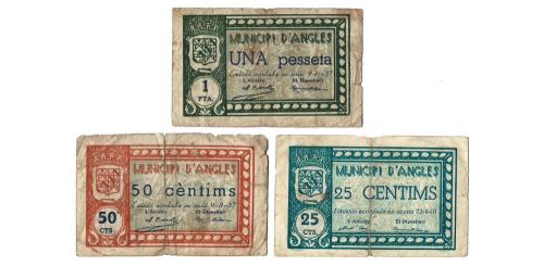 576   -  Gerona. Anglès. 25cts 50cts y 1pta. (RGH. 6292/90/91). C. MBC.