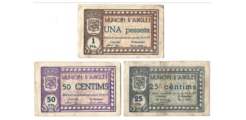 577   -  Gerona. Anglès. 25cts 50cts y 1pta. (RGH. 6289/93/94). C. MBC.