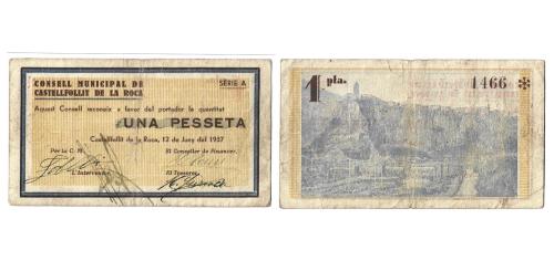 579   -  Gerona. Castellfollit de la Roca. 1pta. (RGH. 7459). C. MBC-.