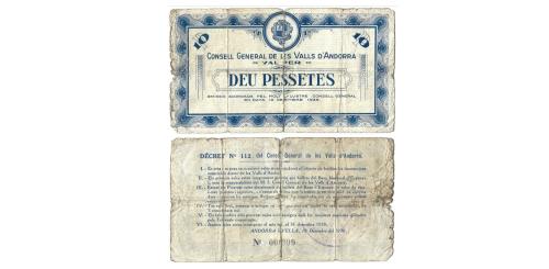 588   -  Andorra. 1936. 10 pesetas. (Ed. 8) (Pick 4) (T. 2a).