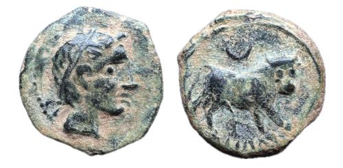 92   -  Kastilo-Castulo. Semis. 180 a.C. Cazlona (Jaén). (Abh-715). (Acip-2116).