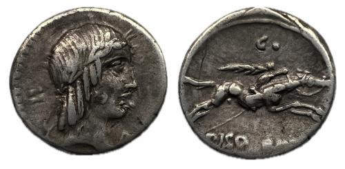 139 - Calpurnia. Lucio Calpurnio Pisón Frugi. Denario. 90-89 a.C. Roma.