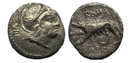152 - Satriena. P. Satrienus. Denario. 77 a.C. Roma. (Ffc-1097). (Craw-388/1b). (Cal-1243).