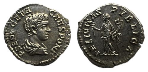 195 - Geta. Como César, Denario. 198-209 d.C. Roma ( RIC 2; BMC 144-5; RSC 44)