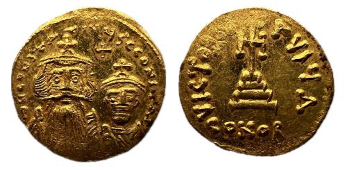 246 - Constans II con Constantino IV. Sólido 641-668. Solidus, alrededor de 654-659