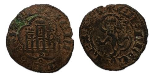 279 - Reino de Castilla y León. Enrique III (1390-1406). 1/2 blanca. Sevilla. (Bautista-773).