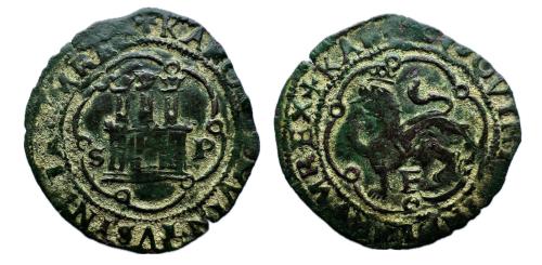 294 - Carlos I (1516-1556). 4 maravedís. Santo Domingo. ND. (Cal-48)