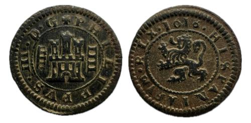310 - Felipe III (1598-1621). 4 maravedís. 1618. Segovia. (Cal-268)