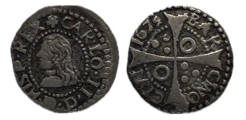 334 - Carlos II (1665-1700). 1 croat. 1675/4. Barcelona. Falsa de época