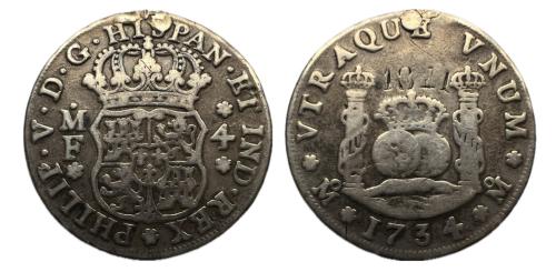 348 - Felipe V (1700-1746). 4 reales. 1734/3. México. MF. (Cal-1113)