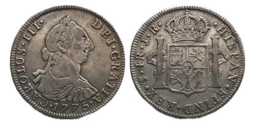 371 - Carlos III (1759-1788). 4 reales. 1775. Potosí. JR. (Cal-932)