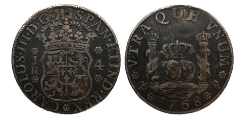373 - Carlos III (1759-1788). 4 reales. 1768. Potosí. JR. (Cal-923)
