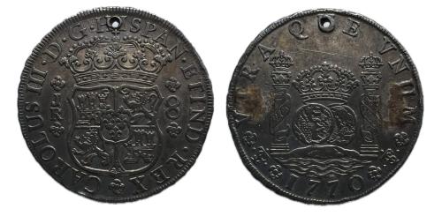 377 - Carlos III (1759-1788). 8 reales. 1770. Potosí. JR. (Cal 2019-1168)