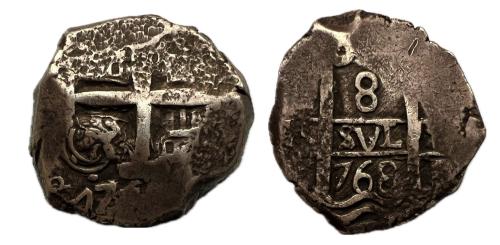 381 - Carlos III (1759-1788). 8 reales. 1768. Potosí. V. (Cal 2019-1145)