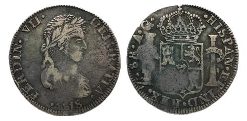434 - Fernando VII (1808-1833). 8 reales. 1818. Zacatecas. AG. (Cal-1459).