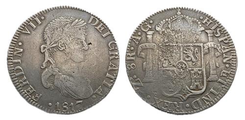 436 - Fernando VII (1808-1833). 8 reales. 1817. Zacatecas. AG. (Cal-1458)