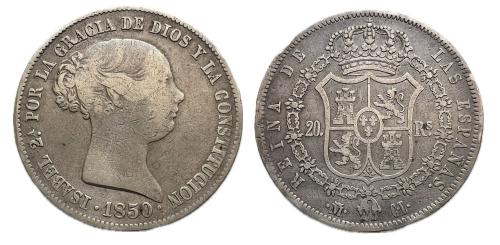 452 - Isabel II (1833-1868). 20 reales. 1850. Madrid. CL. (Cal-591)