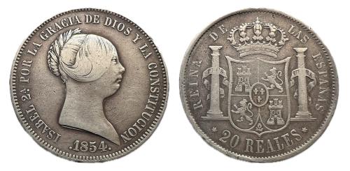454 - Isabel II (1833-1868). 20 reales. 1854. Madrid. (Cal 2019-596)